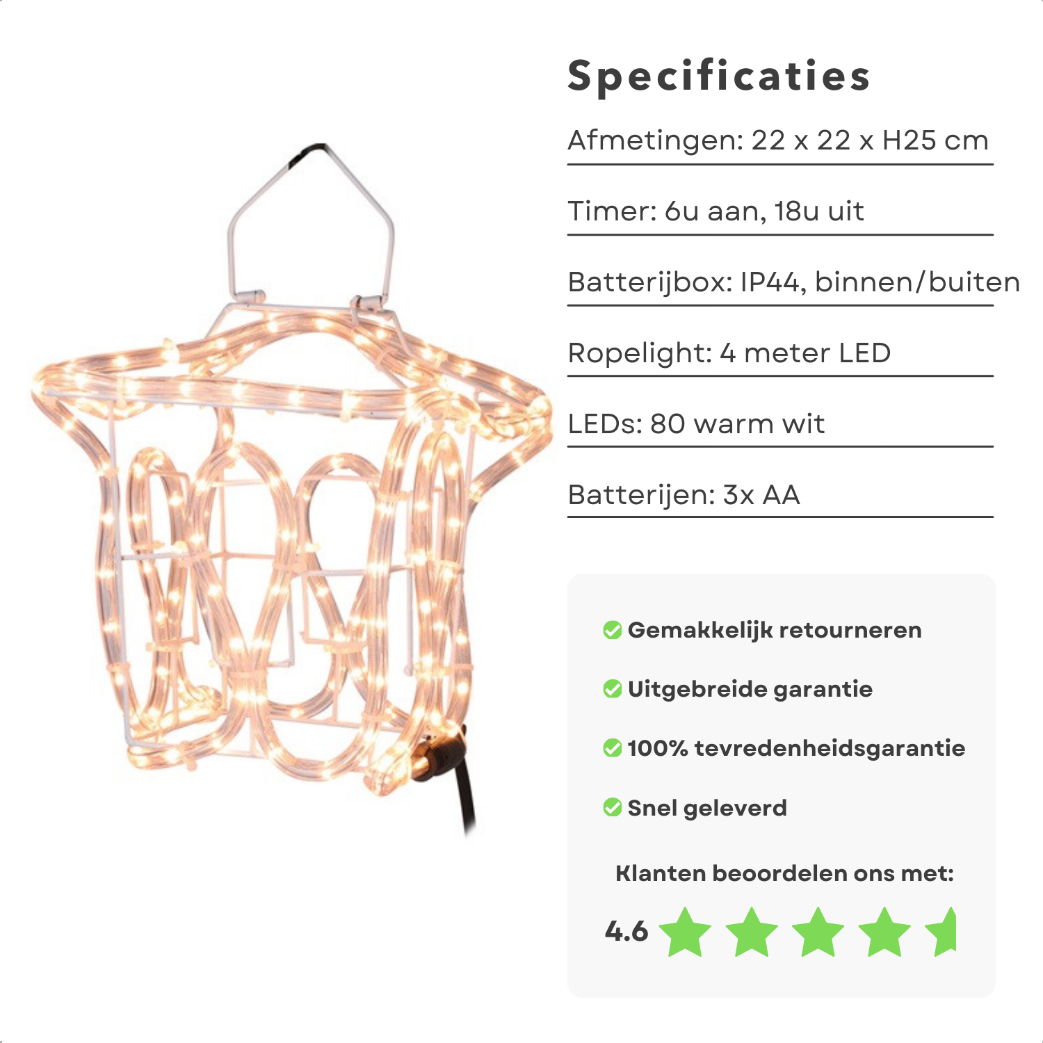 Home & Styling Lantaarn - 2x - Windlicht - LED - metaal - warm wit Home & Styling Lantaarn - 2x - Windlicht - LED - metaal - warm wit