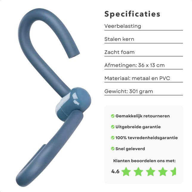 Cheqo® Adductoren Trainer - Beentrainer - Stalen Kern - Armtrainer - Hometrainer - Compacte Beentrainer 36x13 cm - PVC Foam