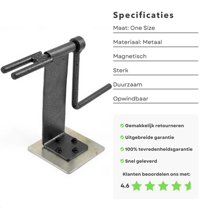 Cheqo® Opbergspoel voor Spanbanden - Magnetisch - Metaal - Spanband Oproller - Sjorband - Extra Sterk - Spanbandhouder Spanbanden