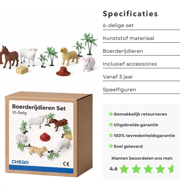 Cheqo® Boerderijdieren Set - Boerderijdieren Speelgoed - Boerderij Dieren Set - Boerderij Dieren Speelgoed - Speelgoed Boerderijdieren - Dieren Speelset - Boerderij Speelset - Boerderij Speelgoed Set - Boerderijdieren Figuren