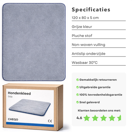Cheqo® Hondendeken Auto - Autodeken Hond - Hondenkleed Auto - Hondendeken - Hondenkleed - Hondenmat - Hondendeken Bank - Hondenkleed Bank - Hondendeken Grijs - Hondenkleed Grijs - Hondenmat Grijs