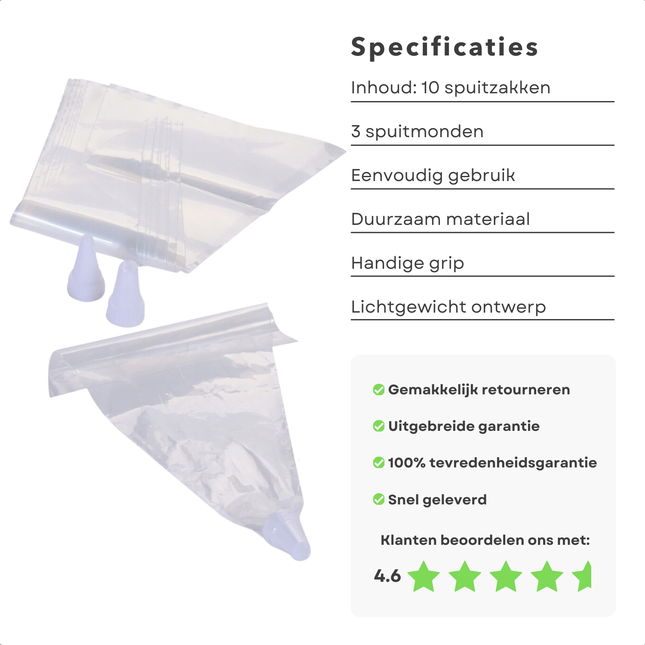 Cheqo® Wegwerp Slagroomspuit Set - Spuitzak 13-Delig - Garneerspuit - Spuitzakken Inclusief Spuitmondjes - Keuken Bakaccessoires