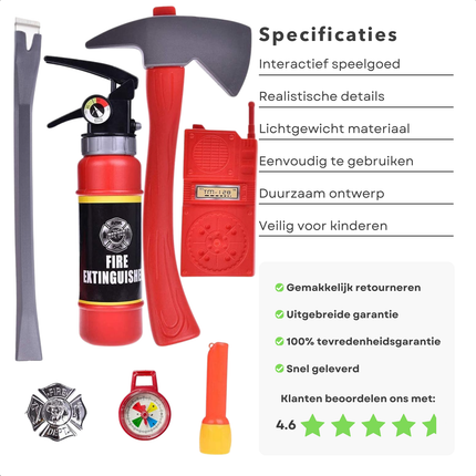 Cheqo® Brandweer Speelgoed Set - Brandweerman Set - 7-Delig - Educatief Speelgoed voor Kinderen - Inclusief Accessoires
