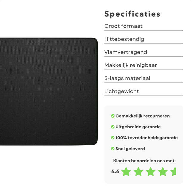 Cheqo® Hittebestendige en Brandveilige Mat voor BBQ - Vloermat - Barbecue Mat - Voor BBQ en Vuurschaal - Siliconen Mat