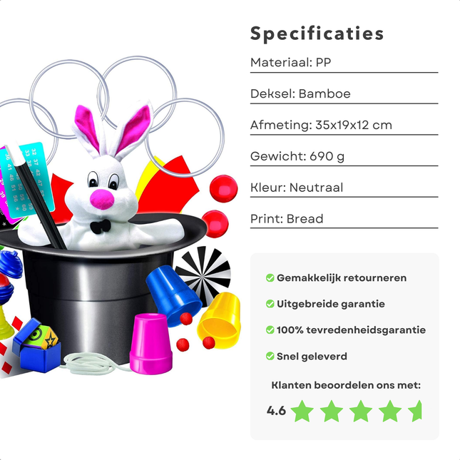 Cheqo® Magische Goochelset voor Kinderen - Goochelhoed - Goocheldoos - Goochelen - 200 Magische Trucs - Educatief Speelgoed - Inclusief Instructieboek en Video's