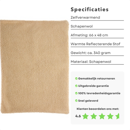 Cheqo® Luxe Hondenkussen - Voor Huisdieren - Natuurlijke Warmtebron - Isolerend - 66 x 48 cm - Voor Hond & Kat - Warmtekussen - Hondenkussen - Hondenmat - Kattenmat - Warmtemat - Zacht & Comfortabel Hondenkussens