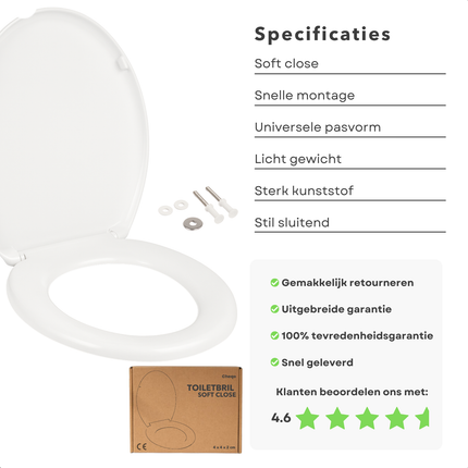 Cheqo® Wc Bril - Softclose - Veilig voor Kinderen - Duroplast - Snelle Montage