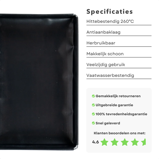 Cheqo® Barbecue Schaal - Ovenschaal Zwart - Herbruikbaar - BBQ Schaal - BBQ Ovenschaal - Hittebestendig tot 260°C
