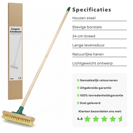Cheqo® Schrobbezem Met Steel - Luiwagen Met Steel - Schrobborstel - Vloerschrobber - Schoonmaakbezem - Borstel Met Steel - Schrobbezem - Badkamer Borstel - Tegel Borstel - Vloerreiniging - Hygiënische Schrobbezem