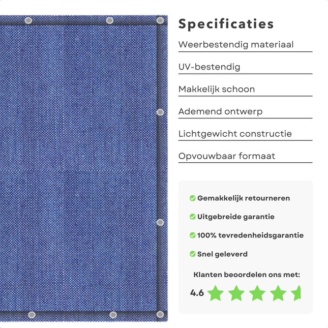 Cheqo® Camping Vloermat - Campingtapijt - Vloerkleed - Tenttapijt - Tapijt voor Voortent - 250 x 300 cm - Opvouwbaar - Metalen Hoekogen - Blauw