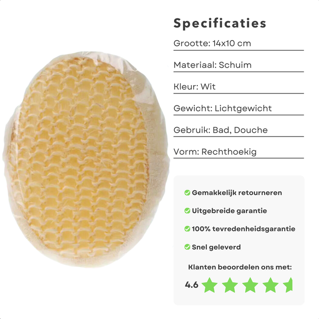 Cheqo® Massage Badspons - Massagespons - Douche Accessoire - 14x10 cm - Huidverzorging
