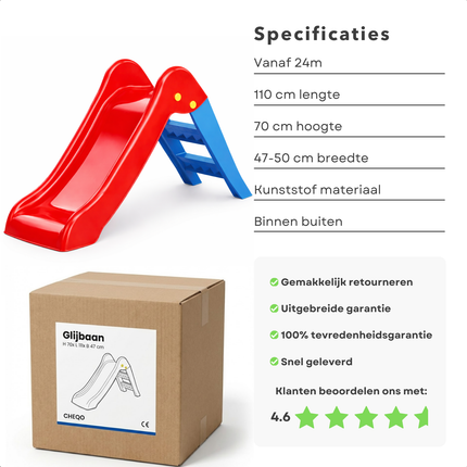 Cheqo® Kinderglijbaan - Glijbaan Kinderen - Glijbaan Peuter - Glijbaan Binnen - Glijbaan Buiten - Glijbaan Met Trap - Vrijstaande Glijbaan