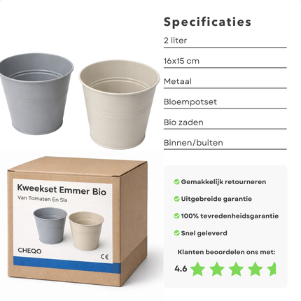 Cheqo® Kweekset Emmer Tomaten Sla - Kweekset Tomaten En Sla - Kweekset Tomaten Sla - Kweekset Emmer - Emmer Kweekset - Tomaten Kweekset - Sla Kweekset - Kweekset Tomaten - Kweekset Sla - Tomaten Zaden Kweekset