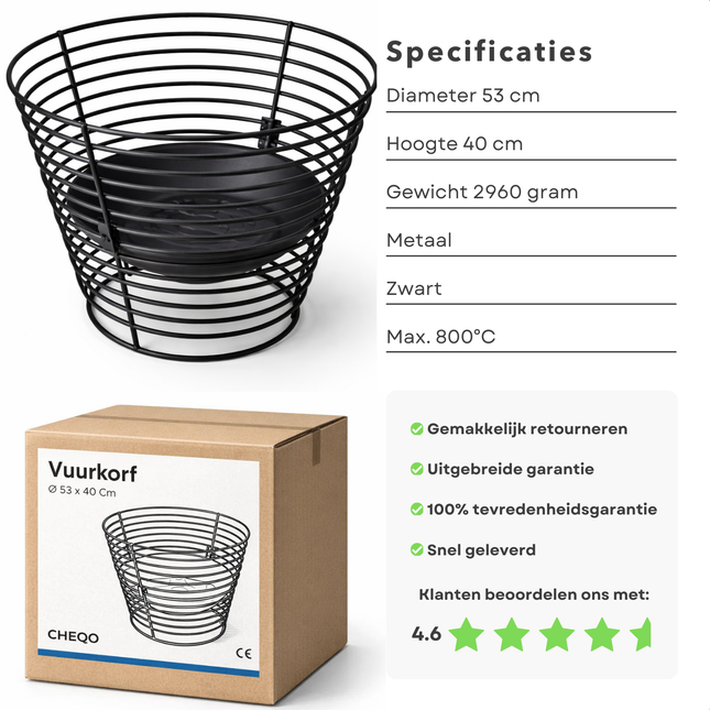 Cheqo® Vuurkorf - Vuurkorf Buiten - Vuurkorf Zwart - Vuurkorf Rond - Vuurschaal - Vuurschaal Buiten - Vuurschaal Zwart - Tuinhaard - Tuinhaard Buiten - Terrashaard - Terrashaard Buiten