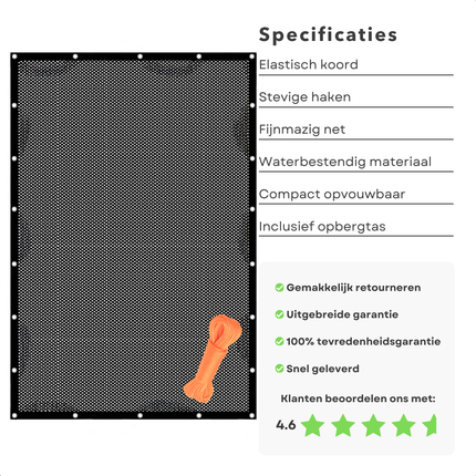 Cheqo® Aanhangernet - Aanhangwagennet - Afdeknet Aanhanger 2x3m - Aanhanger Net - Veiligheidsnet voor Aanhanger