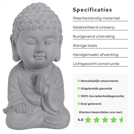 Cheqo® Boeddha Beeld - Buddha Tuinbeeld - Zittend Tuinbeeld - Ornament - Boeddha Hoofd