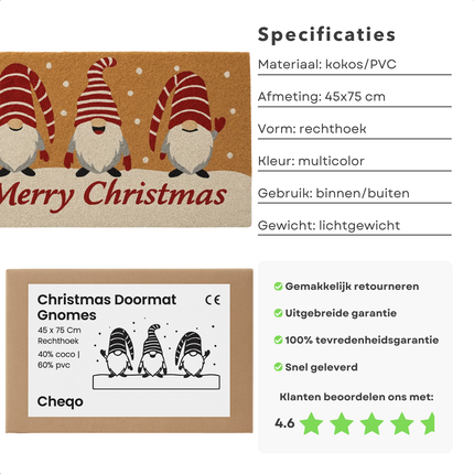 Cheqo® Kerst Deurmat - Kokos Deurmat - Kerstdecoratie Deurmat