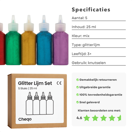 Cheqo® Lijm Parelmoer - Knutsel Lijm - Hobbylijm - Parelmoer Kleuren - Lijm Voor Knutselen - Decoratieve Lijm - Lijm Voor Hobby - Lijm Voor Creatief Gebruik - Hobbylijm