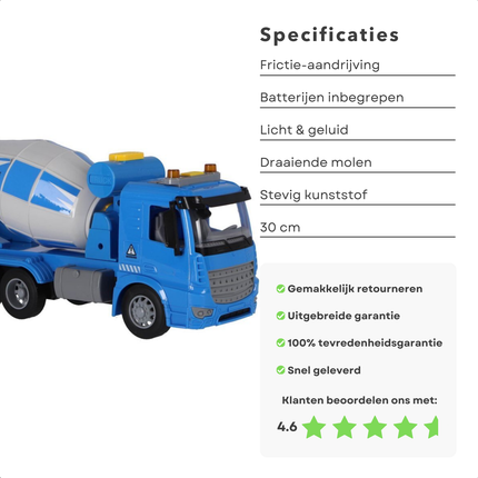 Cheqo® Betonwagen Speelgoed - Betonmixer Speelgoed Truck - Licht en Geluid - Kunststof