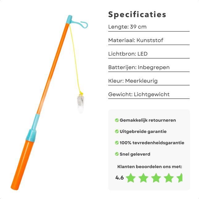 Cheqo® Lampionstokje LED - Sint Maarten - 11 November - Lampion Lampje - 39 cm - Inclusief Batterijen - Veilig voor Kinderen