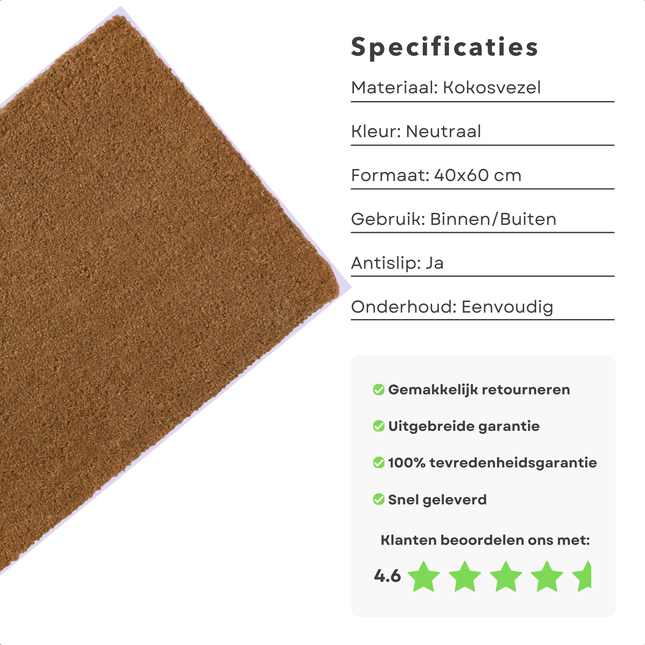 Cheqo® Deurmat - Droogloopmat - Schoonloopmat - Binnen en Buiten - Antislip - Rechthoekig