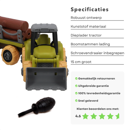 Cheqo® Speelgoed Tractor Met Aanhanger - Speelgoedtractor - Tractor met Aanhangwagen - Kunststof