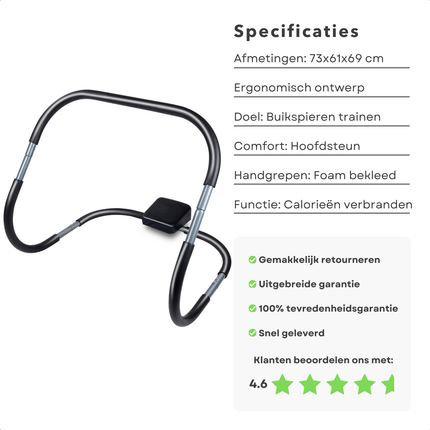 Cheqo® Buikspiertrainer - Ab Trainer voor Thuisgebruik - Buikspierapparaat - Buiktrainer