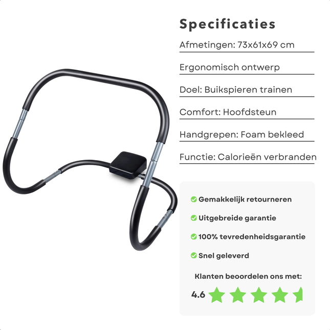 Cheqo® Buikspiertrainer - Ab Trainer voor Thuisgebruik - Buikspierapparaat - Buiktrainer