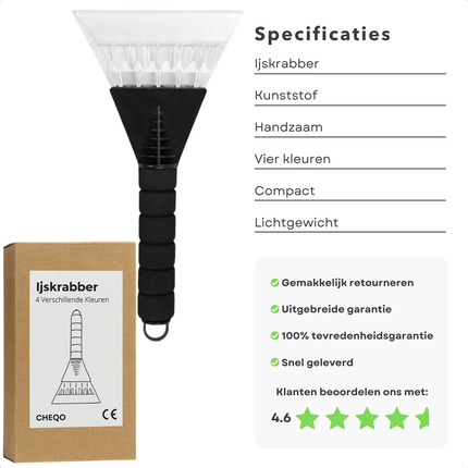 Cheqo® Ijskrabber - Ijs Krabber - Verschillende Kleuren - Auto Accessoires - Winter Benodigdheden - Ruiten Krabben - Anti-Ijs - Sneeuw Verwijderen - Winterklaar - Auto Onderhoud - Koudebestendig Praktische Tool