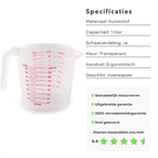 1000 ml herbruikbare transparante kunststof maatbeker voor het mengen van verf en epoxyhars 1000 ml herbruikbare transparante kunststof maatbeker voor het mengen van verf en epoxyhars