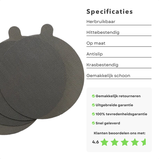 Cheqo® Inductieplaat Beschermers - Panbeschermers - Inductie Beschermer Matten - Kookplaat Berschermer - Herbruikbaar en Hittebestendig - Set van 4 - Bescherming Inductiekookplaat - Bescherming Kookplaat - Rond