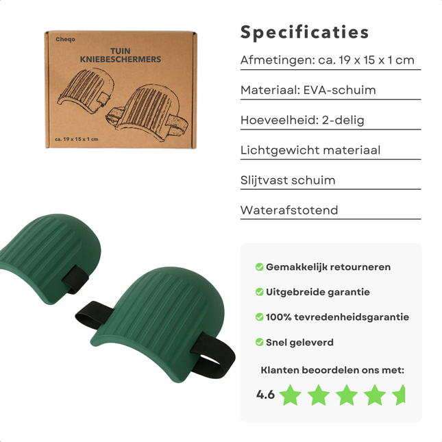 Cheqo® Kniebeschermers Tuin - Kniebeschermer - Kniebescherming - Knie Beschermers - Universele Maat - EVA Materiaal - Klittenbandsluiting - Slijtvast