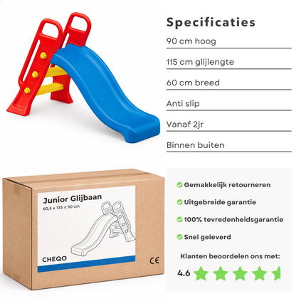 Cheqo® Kinderglijbaan - Glijbaan Kinderen - Glijbaan Peuter - Peuter Glijbaan - Glijbaan Voor Peuters - Glijbaan Voor Kinderen - Glijbaan Binnen - Glijbaan Buiten - Glijbaan Binnen En Buiten - Glijbaan Vanaf 2 Jaar