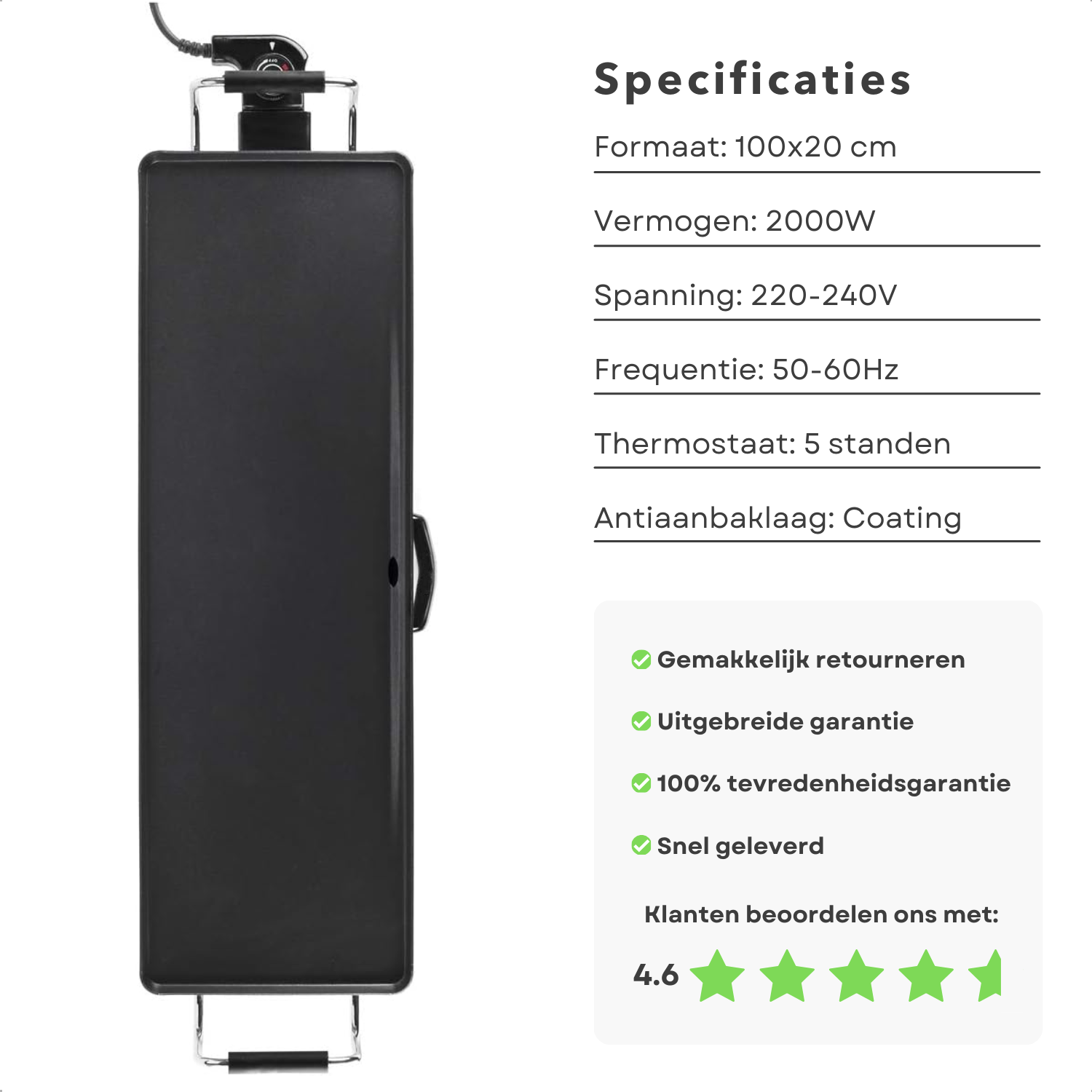 Royal Catering - Dubbele elektrische grillplaat - 60 cm - glad - 2 × 3 Royal Catering - Dubbele elektrische grillplaat - 60 cm - glad - 2 × 3