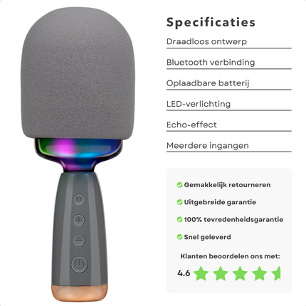 Cheqo® Draadloze Karaoke Microfoon - Karaoke Set - Bluetooth Speaker - Party Box - Draagbare Zangset - Voor Kinderen en Volwassenen