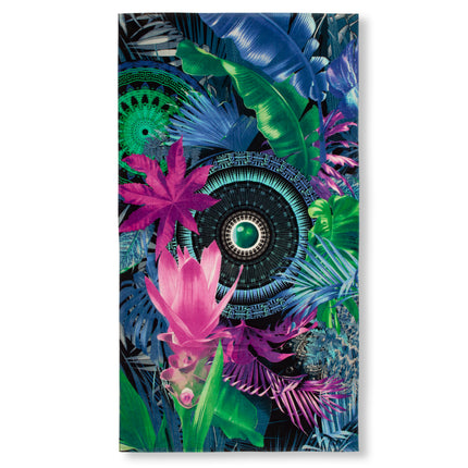 Strandlaken 100x180 cm - Tropisch Bladeren en Mandala Print - Multicolor - 100% Katoen