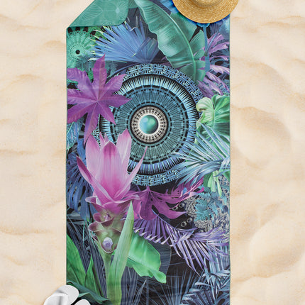 Tropisch Strandlaken 75x180 cm - Mandala en Bladeren Print - Multi - Polyvelvet - Voor Sport & Reizen