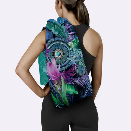 Luxe Strandlaken 50x100 cm - Tropische Bloemen en Bladeren Print - Multi - Polyvelvet - Voor Sport & Reizen