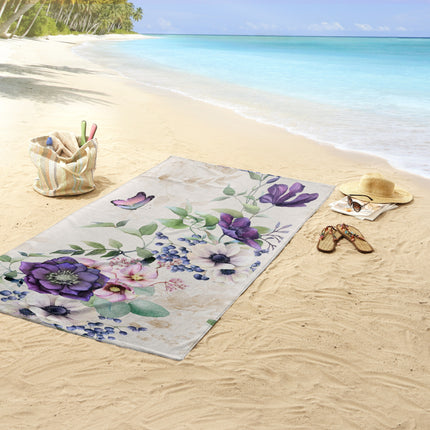 Strandlaken voor Kinderen 100x180 cm - Bloemen en Vlinder Print - Multi - Good Morning - Oeko-Tex Gecertificeerd