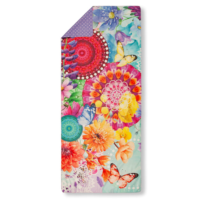 Strandlaken 75x180 cm - Bloemen en Vlinders Print - Multi - Polyvelvet - Voor Sport & Reizen