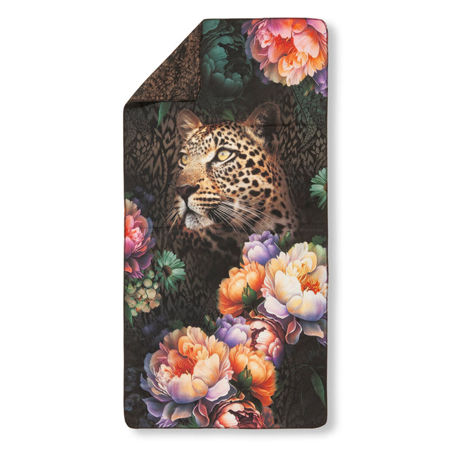 Sporthanddoek 50x100 cm - Bloemen en Luipaard Print - Multi - Microvezel - Oeko-Tex Gecertificeerd