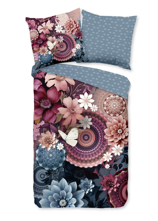 Luxe Satijnen Dekbedovertrek 155x220 cm - Mandala en Bloemen Print - Multi - 1 Persoons - 100% Katoen-Satijn