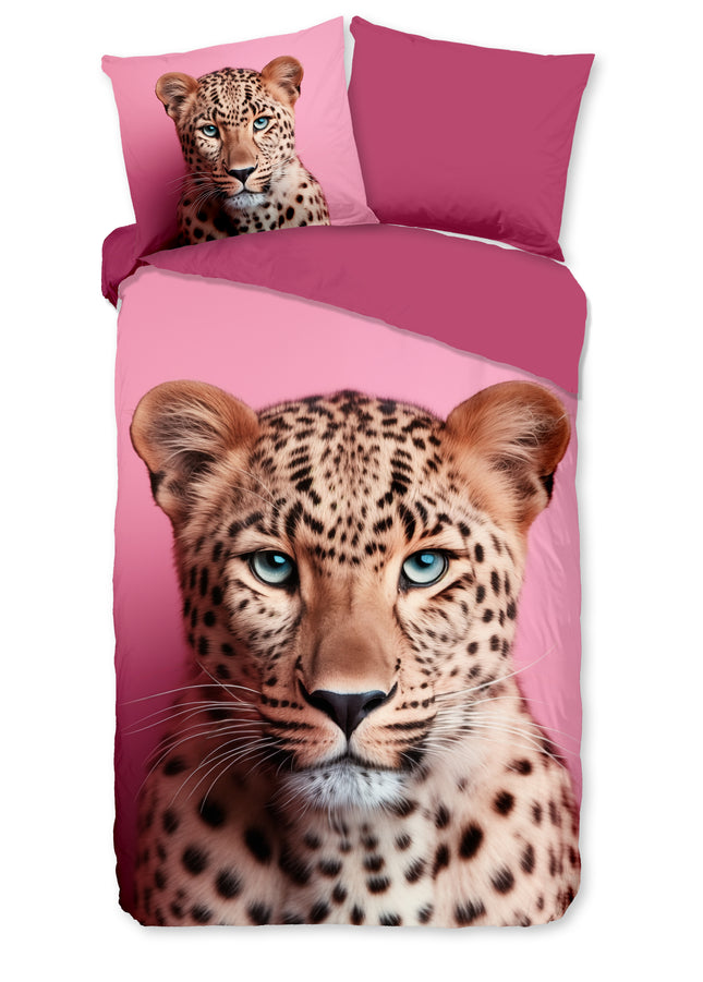 1 Persoons Dekbedovertrek 140x220 cm - Luipaard Print - Roze - Microfiber - Oeko-Tex Gecertificeerd