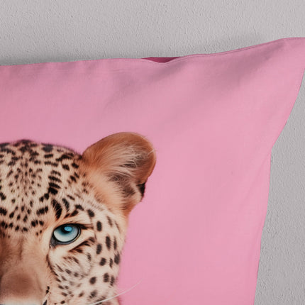 1 Persoons Dekbedovertrek 140x220 cm - Luipaard Print - Roze - Microfiber - Oeko-Tex Gecertificeerd