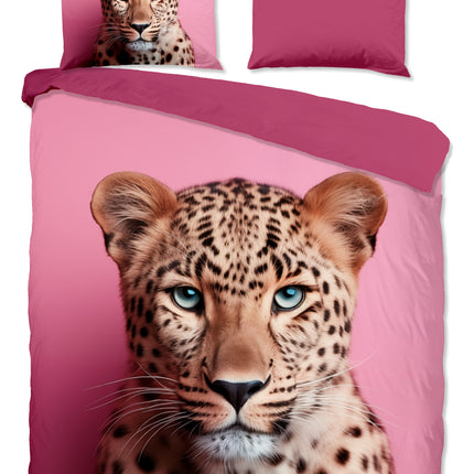 2 Persoons Dekbedovertrek 200x220 cm - Luipaard Print - Roze - Microfiber - Oeko-Tex Gecertificeerd