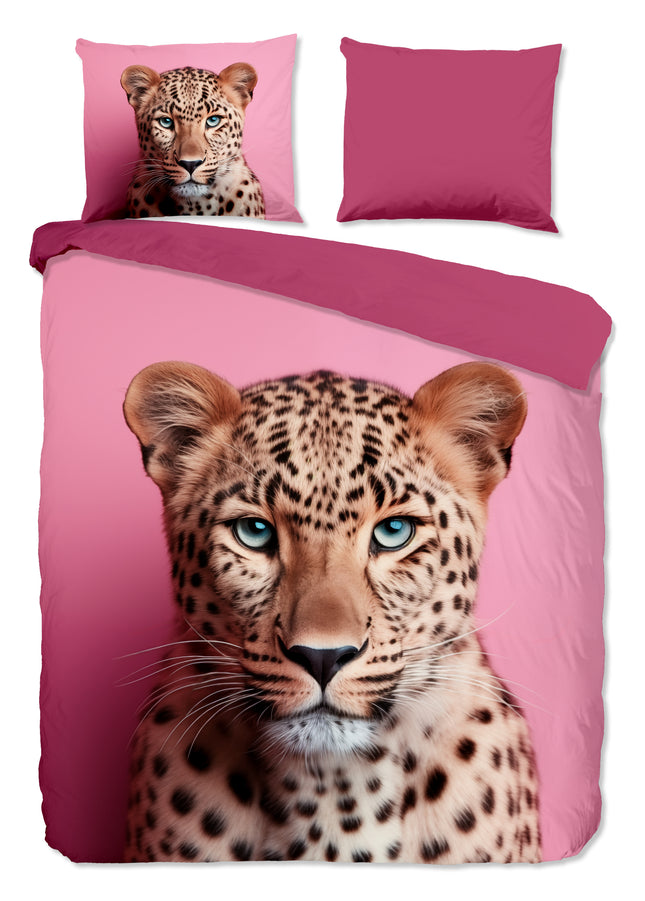 2 Persoons Dekbedovertrek 200x220 cm - Luipaard Print - Roze - Microfiber - Oeko-Tex Gecertificeerd