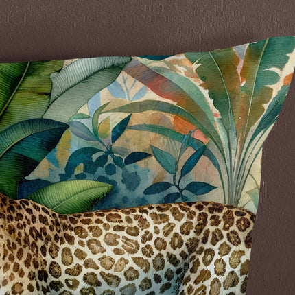 1 Persoons Dekbedovertrek 140x220 cm - Luipaard en Tropische Bladeren Print - Multi - 100% Microfiber - Oeko-Tex Gecertificeerd