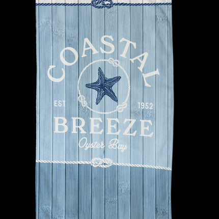 Strandlaken voor Kinderen 100x180 cm - Maritiem Houten Planken en Zeester Print - Blauw - Oeko-Tex Gecertificeerd - Good Morning