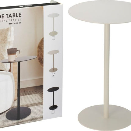 Bijzettafel - Rond - Wit - 35X53 Cm