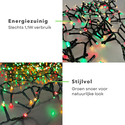 Cheqo® Kerstverlichting - Kerstlampjes - Kerstboomverlichting voor Buiten - 40 LED - 3M - Driekleurig - Timer - IP44